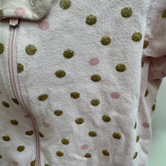 Gerber 3-6M Girls Pink Polka Dot Long Sleeve Footie Pajamas - Picture 4 of 6